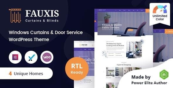 Fauxis (v2.0.0) Windows Curtains WordPress主题 + RTL支持 窗帘风格网站模板