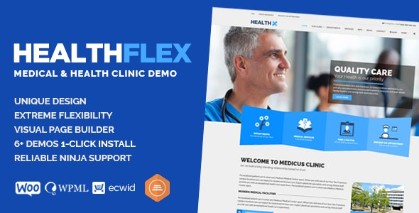 HEALTHFLEX v2.7.5 医生医疗诊所和健康WordPress主题 - 专业医疗网站设计