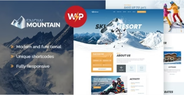 Snow Mountain v1.3.0 滑雪度假村和滑雪板学校WordPress主题