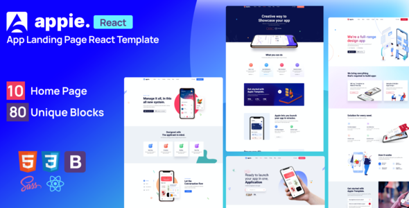 Appie v1.0 React App Landing Page - 响应式应用落地页WordPress主题