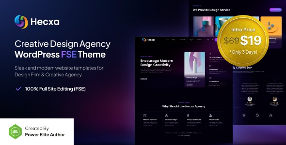 Hecxa v1.0.0 Creative Design Agency FSE WordPress Theme - 创意设计机构全站编辑WordPress主题