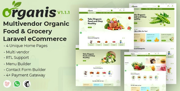 Organis (v1.2.2) 多供应商有机食品杂货 Laravel 电子商务主题