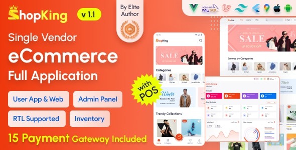 ShopKing v2.0 电子商务应用与Laravel网站及带POS库存管理的管理面板