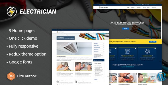 Electrician v1.0 电气与维修服务WordPress主题 - 专业电气维修网站模板