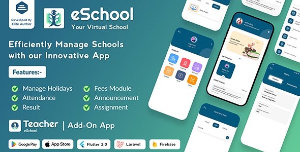eSchool v3.3.2 虚拟学校管理系统 Flutter应用与Laravel后台面板 [已激活]