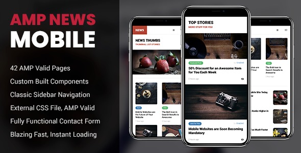 AMP News Mobile v1.3.0 - 谷歌AMP移动新闻模板