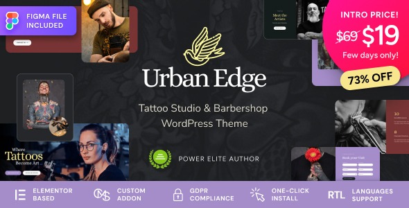 Urban Edge v1.0.1 理发店与纹身工作室WordPress主题
