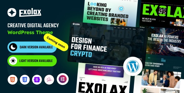 Exolax v1.0.1 创意数字机构WordPress主题 - 专业设计与多功能解决方案