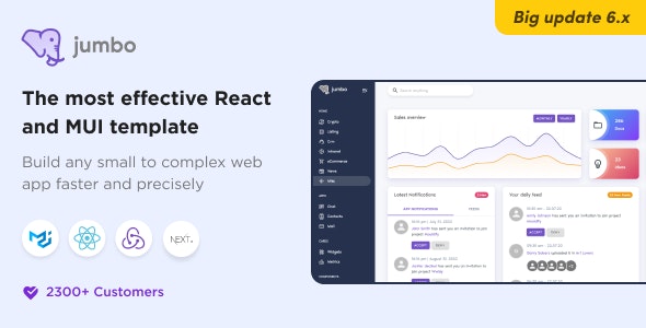 Jumbo React v7.4 BootStrap 4 admin panel template - React Material Bootstrap 4 后台管理模板
