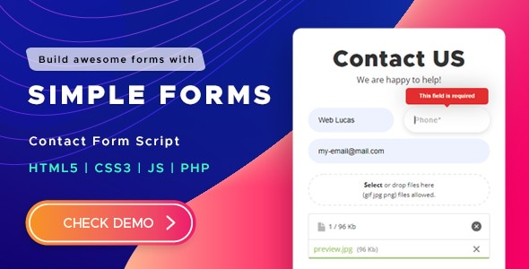 Contact Form Script - 简单表单v3.2.0 | 响应式AJAX联系表单插件