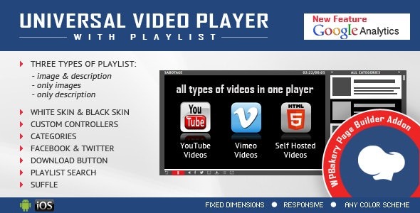 Universal Video Player for WPBakery Page Builder v3.2.1 - WPBakery页面构建器通用视频播放器插件