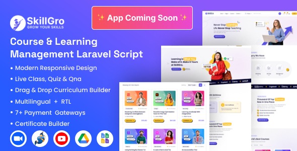 SkillGro v2.3.0 课程与学习管理系统 Laravel 脚本 (LMS) - 在线教育平台解决方案