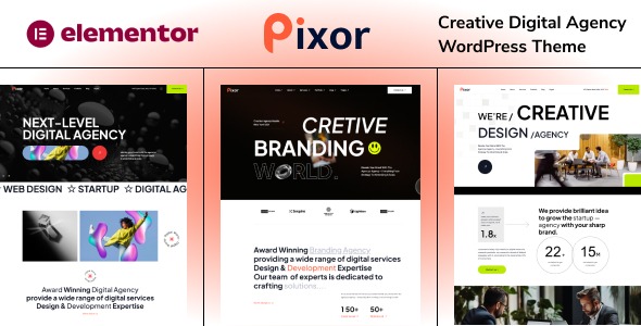 Pixor v1.0 创意数字机构WordPress主题 - 专业设计与多功能解决方案