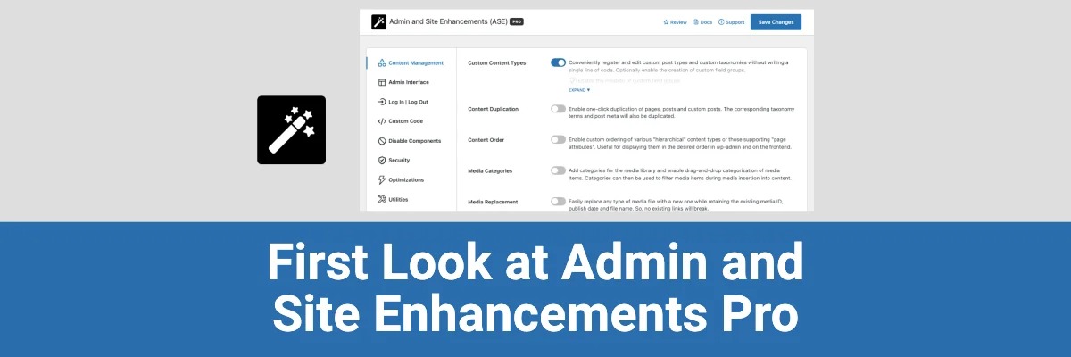 Admin and Site Enhancements (ASE) Pro v7.8.8 - WordPress后台与网站增强专业版