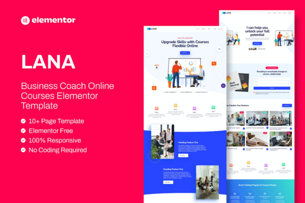 Lana - 商业教练在线课程模板 Elementor