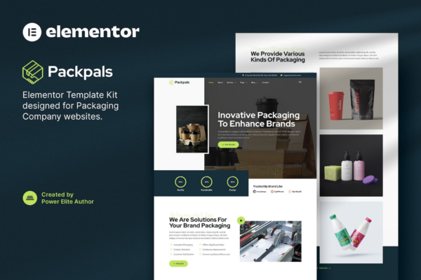 Packpals – Packaging Company Elementor Template Kit | 包装公司Elementor模板套件