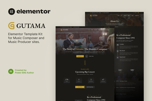 Gutama – 音乐作曲与制作人Elementor模板套件