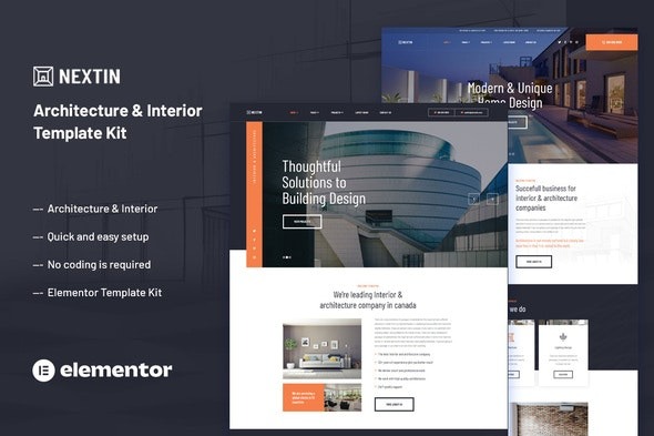 Nextin – 建筑与室内Elementor模板套件（Architecture & Interior Elementor Template Kit）