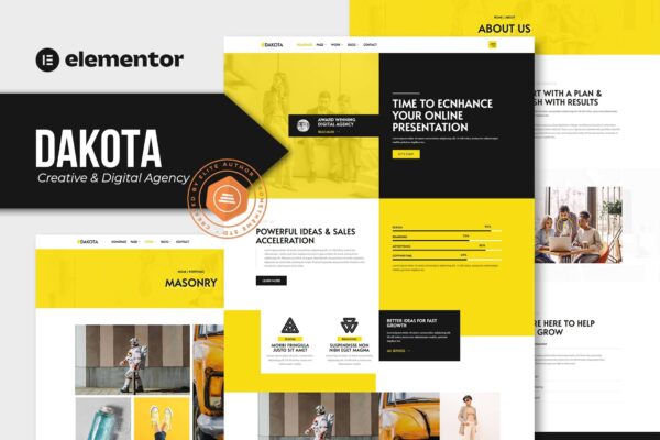 Dakota – 创意与数字机构Elementor模板套件