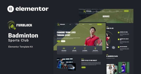 Furblock Badminton Club Elementor Template Kit - 羽毛球俱乐部Elementor模板套件