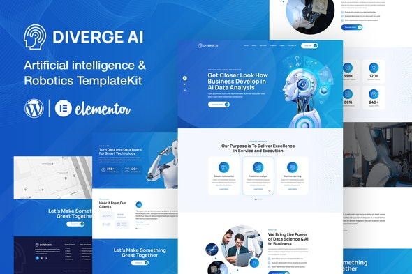 Diverge AI | Robotics Elementor Template Kit - 人工智能与机器人Elementor模板套件