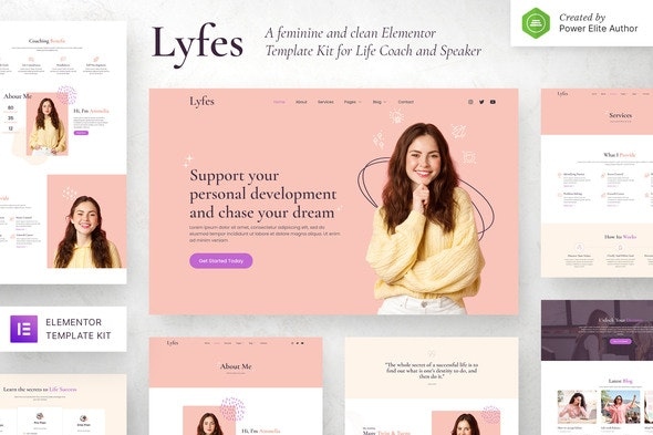 Lyfes – 女性生活教练与演讲者Elementor模板套件