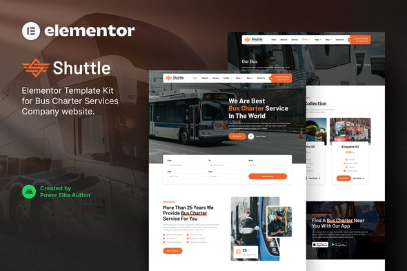 Shuttle – 巴士包车服务与运输公司Elementor模板套件