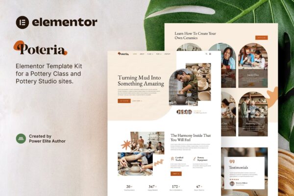 Poteria – Pottery Class & Studio Elementor Template Kit | 陶艺课程与工作室Elementor模板套件