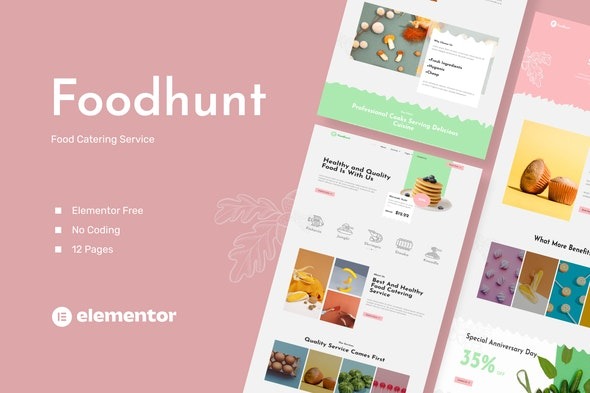 Foodhunt - 餐饮服务Elementor模板套件