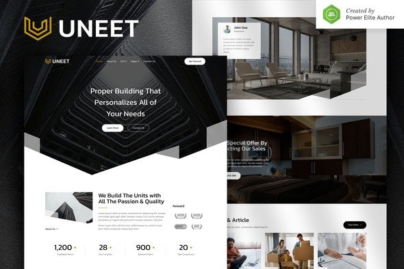 Uneet – 公寓与单一房产房地产Elementor模板套件
