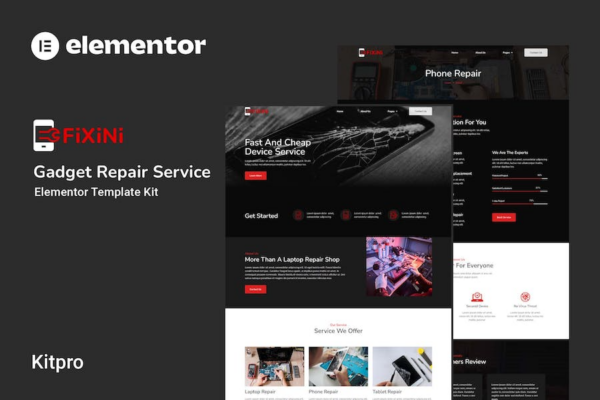 Fixini - 设备维修服务Elementor模板套件