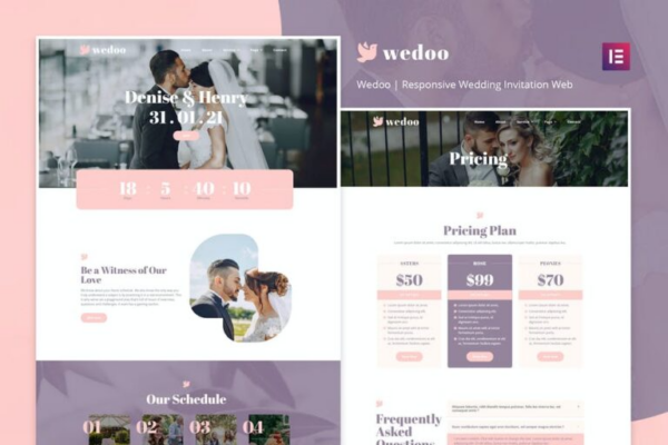 Wedoo - 在线婚礼邀请Elementor模板套件