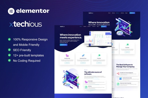 Xtechious – Saas & Digital Tech Company Elementor Template Kit（Saas和数字科技公司Elementor模板套件）