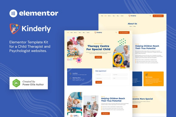 Kinderly – 儿童治疗师与心理学家Elementor模板套件