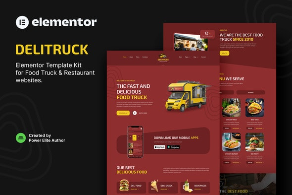 Delitruck – 美食卡车与餐厅Elementor模板套件