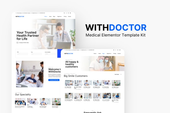 WithDoctor – 医疗Elementor模板套件 | 专业医疗网站设计