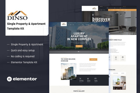 Dinso – 单属性与公寓Elementor模板套件