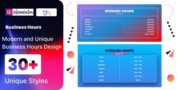 BWD Business Hours addon for elementor v1.0 - Elementor营业时间插件