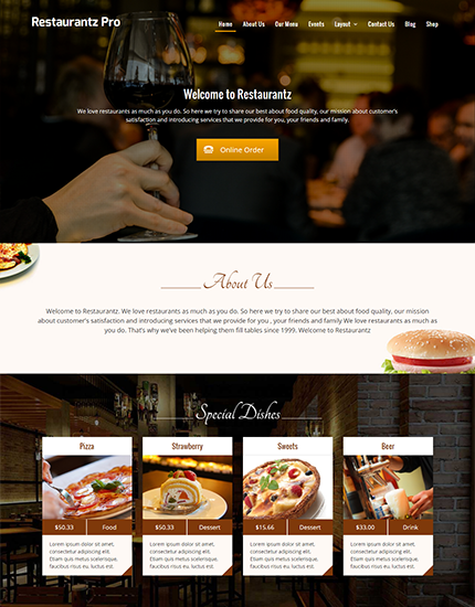 Restaurantz Pro v2.8 - 专业餐厅WordPress主题，打造精美餐饮网站