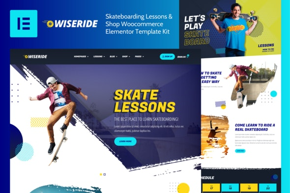 WiseRide - 滑板课程与商店 WooCommerce Elementor 模板套件