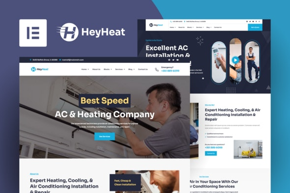 HeyHeat - 空调服务Elementor模板套件