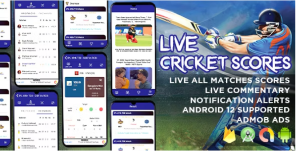 Live Cricket Score, Cricket Live Line Commentary, IPL Scores, Live ball by ball commentary v1.0.2 - 实时板球比分，板球实时评论，IPL比分，逐球实时解说插件