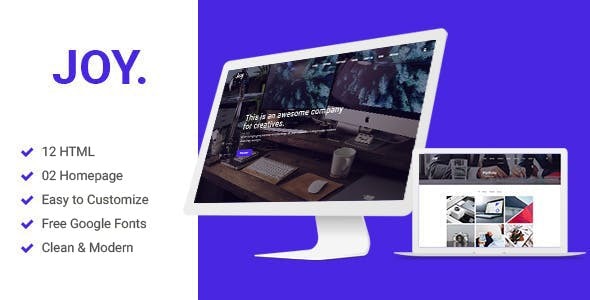 Joy v1.0 创意机构与单页HTML5和Sass模板 - 现代响应式设计