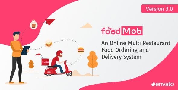 FoodMob v3.0 在线多餐厅食品订购和配送系统，支持无接触二维码菜单