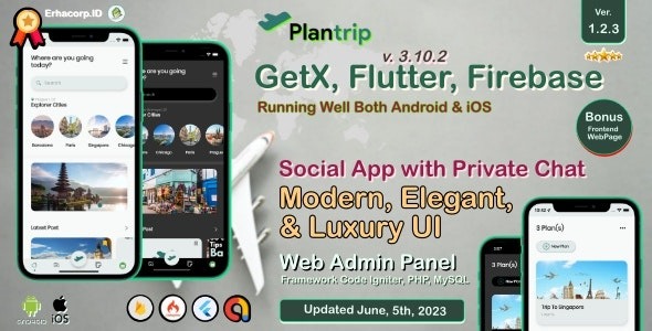 PlanTrip v1.1.3 社交Flutter完整应用带聊天 | 网站管理面板 | Google Admob