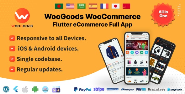 Woogoods WooCommerce v1.0.0 Flutter E-commerce Full App - 完整的Flutter电子商务应用