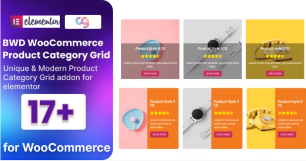 WooCommerce Product Category Grid For Elementor v1.0 - 为Elementor设计的WooCommerce产品分类网格插件