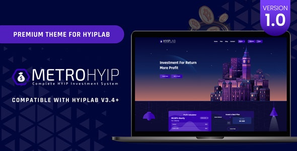 METROHYIP v1.0 Premium Theme For HYIPLab - 高收益投资平台HYIPLab专用高级主题