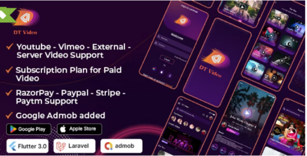 DTVideo v3.0.1 Flutter多功能一体化视频应用+管理面板