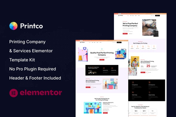 Printco - 印刷公司与服务Elementor模板套件